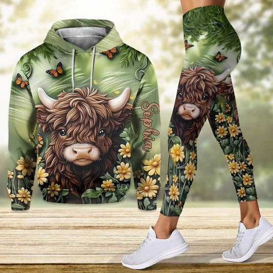 Joycorners Baby Highland Cow - Personalized Hoodie and Leggings LM2811