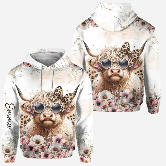 Joycorners Cool Cow With Leopard Glasses - Personalized Hoodie and Leggings LM2811