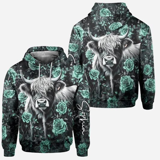 Joycorners Personalized Purple Cow - Highland Cow Hoodie and Leggings LM2811