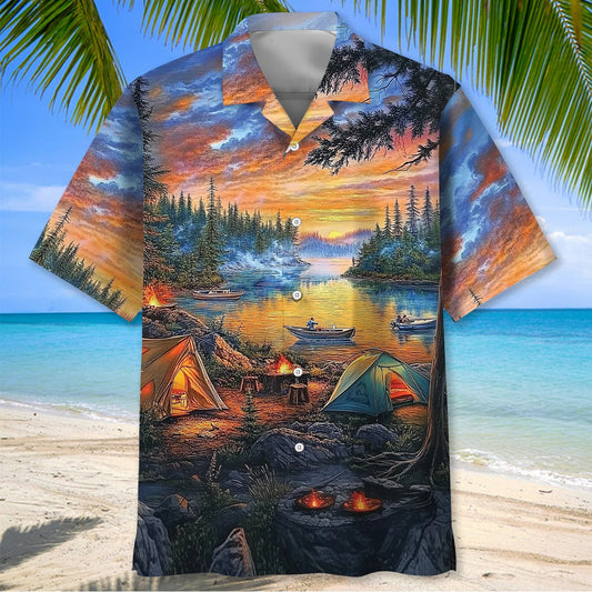 Joycorners Campfire Vintage Painting Hawaiian Shirt