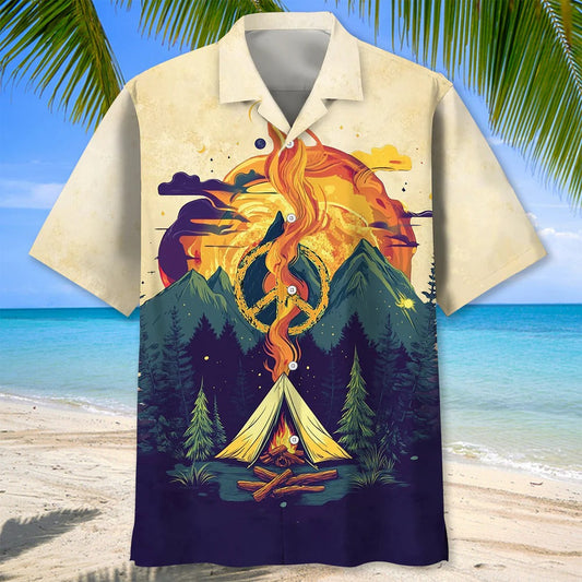 Joycorners Campfire Peace Life Vintage Hawaiian Shirt