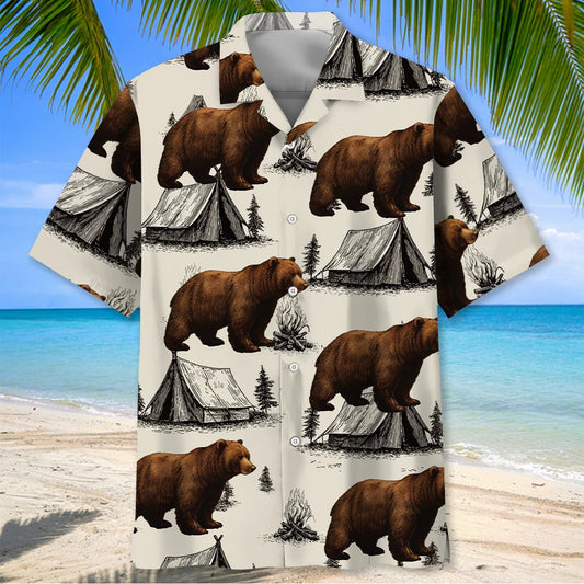 Joycorners Bear Camping Vintage Hawaiian Shirt