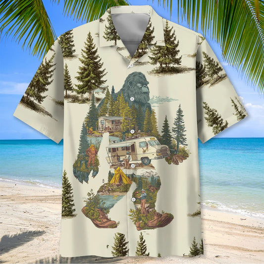Joycorners Vintage Bigfoot Camping Site Hawaiian Shirt