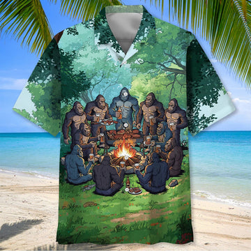 Joycorners Bigfoot Camping Crew Hawaiian Shirt