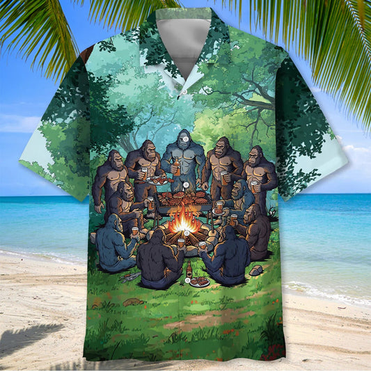 Joycorners Bigfoot Camping Crew Hawaiian Shirt