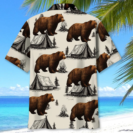 Joycorners Bear Camping Vintage Hawaiian Shirt