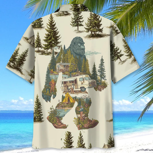 Joycorners Vintage Bigfoot Camping Site Hawaiian Shirt