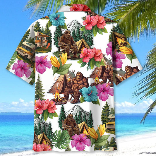 Joycorners Bigfoot Camping Tropical Hawaiian Shirt