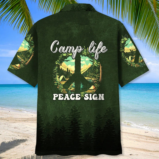 Joycorners Camp Life Peace Sign Hawaiian Shirt