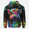 Joycorners Personalized Beautiful Neon Highland Cow - Highland Cow Hoodie and Leggings LM2811