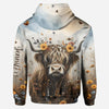Joycorners Personalized Cute Cow - Highland Cow Hoodie and Leggings LM2811