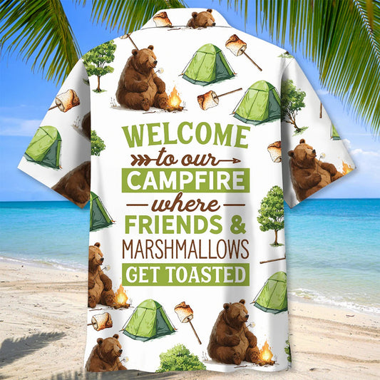 Joycorners Campsite Where Friends and Marshmallow Get Toasted Hawaiian Shirt