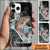 Joycorners Fishing Tribal Pattern Black White Water Splash Personalized Name Phone Case (10 Fish Species)