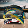 Joycorners Fishing Fishing Make Me Happy Skinfish Flag Of US Sport Pattern Personalized Name 3D Cap (11 Breeds)