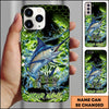 Joycorners Fishing Neon Green Honeycomb Water Splash Personalized Name Phone Case (10 Fish Species)