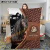 Joycorners Horse Close-Up with Wild Horse Silhouette Mountain Scene Leather Panel Personalized Name 3D Blanket (8 Breeds)