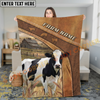 Joycorners Cow on Rustic Leather Background Farm Landscape Personalized Name 3D Blanket (8 Breeds)