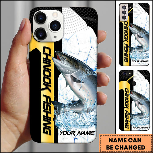 Joycorners Chinook Fishing Phone Case Dynamic Splash Black Blue Contrast Design Personalized Name Phone Case
