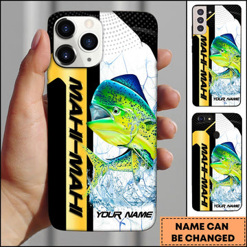 Joycorners Mahi-mahi Fishing Phone Case Dynamic Splash Black Blue Contrast Design Personalized Name Phone Case