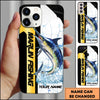 Joycorners Fishing Phone Case Dynamic Splash Black Blue Contrast Design Personalized Name Phone Case (10 Fish Species)