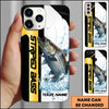 Joycorners Fishing Phone Case Dynamic Splash Black Blue Contrast Design Personalized Name Phone Case (10 Fish Species)
