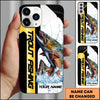 Joycorners Fishing Phone Case Dynamic Splash Black Blue Contrast Design Personalized Name Phone Case (10 Fish Species)