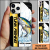 Joycorners Fishing Phone Case Dynamic Splash Black Blue Contrast Design Personalized Name Phone Case (10 Fish Species)