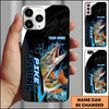 Joycorners Fishing Phone Case Bold Typography Water Action Design Personalized Name Phone Case (10 Fish Species)