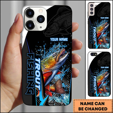 Joycorners Trout Fishing Phone Case Bold Typography Water Action Design Personalized Name Phone Case