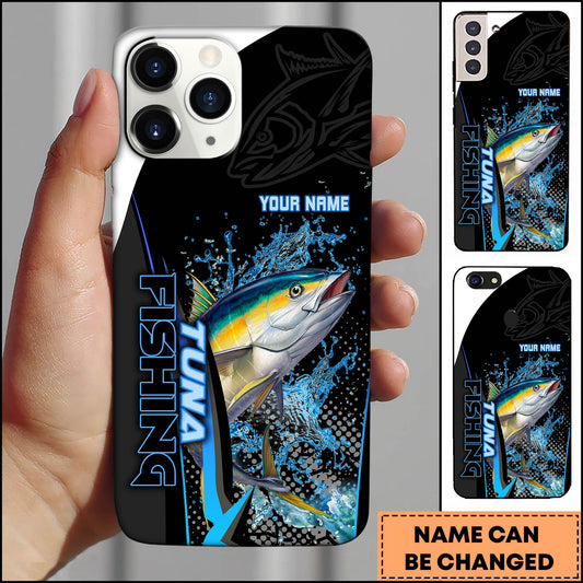 Joycorners Tuna Fishing Phone Case Bold Typography Water Action Design Personalized Name Phone Case