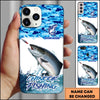 Joycorners Fishing Phone Case Jumping Water Splash Blue Scale Pattern Personalized Name Phone Case (10 Fish Species)