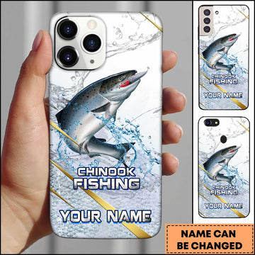 Joycorners Chinook Fishing Phone Case Realistic Jumping Fish Water Burst Premium Art Personalized Name Phone Case