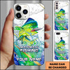 Joycorners Fishing Phone Case Realistic Jumping Fish Water Burst Premium Art Personalized Name Phone Case (10 Fish Species)