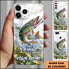 Joycorners Fishing Phone Case Realistic Jumping Fish Water Burst Premium Art Personalized Name Phone Case (10 Fish Species)