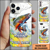 Joycorners Fishing Phone Case Realistic Jumping Fish Water Burst Premium Art Personalized Name Phone Case (10 Fish Species)