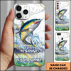 Joycorners Fishing Phone Case Realistic Jumping Fish Water Burst Premium Art Personalized Name Phone Case (10 Fish Species)