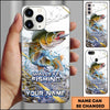 Joycorners Fishing Phone Case Realistic Jumping Fish Water Burst Premium Art Personalized Name Phone Case (10 Fish Species)