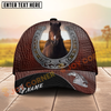 Joycorners Horse Dark Brown Leather Horseshoe Pattern Personalized Name Cap (8 Breeds)