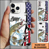 Joycorners Fishing American Flag Patriotic Water Splash Personalized Name Phone Case (10 Fish Species)