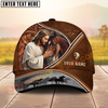 Joycorners Jesus & Horse “Never Walk Alone” Tooled Leather Western Art Personalized Name Cap (8 Breeds)
