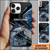 Joycorners Fishing Blue Smoke Splash Tech Style Personalized Name Phone Case (10 Fish Species)