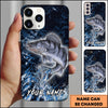 Joycorners Fishing Blue Grunge Splash Effect Personalized Name Phone Case (10 Fish Species)