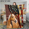 Joycorners Horse Rustic Leather Farm Landscape with Gold Frame Personalized Name 3D Blanket (8 Breeds)