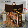 Joycorners Horses Trio on Modern Geometric Leather Background Personalized Name 3D Blanket (8 Breeds)