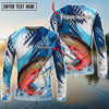 Joycorners Saltwater Fish Fishing Water Splash Scale Pattern Personalized Name, Team Name Long Sleeve Shirt (6 Breeds)