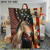 Joycorners Horse Rustic Leather Farm Landscape with Gold Frame Personalized Name 3D Blanket (8 Breeds)