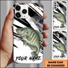Joycorners Fishing Black White Abstract Brush Strokes Personalized Name Phone Case (10 Fish Species)