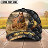Joycorners Horse Black Leather Luxury Gold Pattern Personalized Name Cap (8 Breeds)