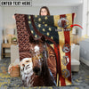 Joycorners Horse Rustic Leather Farm Landscape with Gold Frame Personalized Name 3D Blanket (8 Breeds)