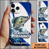 Joycorners Fishing Phone Case Scale Texture White Blue Dynamic Wave Art Personalized Name Phone Case (8 Fish Species)